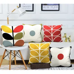 AEROHAVEN Red & White 5 Pieces Floral Square Cushion Covers-image-18