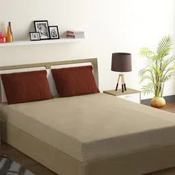 SWAYAM Brown & Beige 144 TC King Bedsheet with 2 Pillow Covers-image-33
