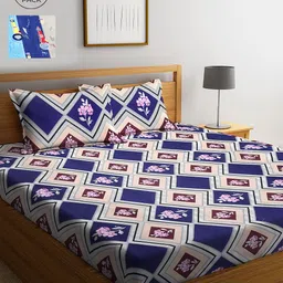 KLOTTHE Multicoloured Graphic 210 TC Cotton 2 King Bedsheet with 4 Pillow Covers-picture-3
