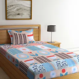 KLOTTHE Geometric 300 TC Single Bedsheet with 1 Pillow Cover-image-13