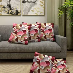 Arrabi Brown & Red Set of 5 Abstract Square Cushion Covers-53