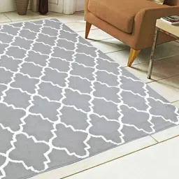 saral home Grey Abstract Microfibre 5 ft x 7 ft Machine Made Carpet-picture-28