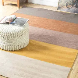Multicolor Striped Polyester Hand Woven 5 X 8 Feet Dhurrie By Jaipur Rugs-picture-6