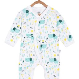 The Mom Store Infants White & Green Printed Cotton Rompers-picture-30