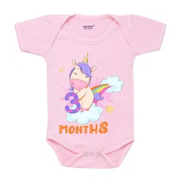 KNITROOT Infant Kids Pink & Blue Printed Cotton Bodysuit-14