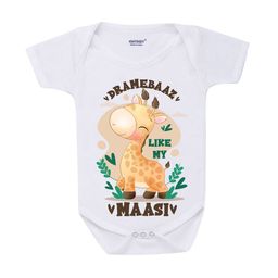 KNITROOT Infant Kids White & Brown Printed Cotton Bodysuit-image-92