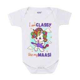 KNITROOT Infant Kids White & Purple Printed Cotton Bodysuit-12