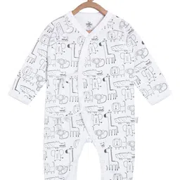 The Mom Store Infant Kids White Printed Pure Cotton Rompers-image-96