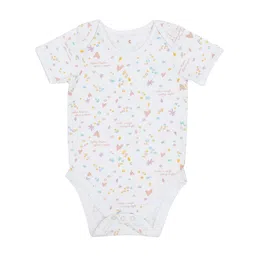 MiArcus Infant Kids Set of 2 White & Mauve Printed Rompers image 2