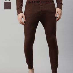 Lux Cottswool Men Pack of 2 Brown Ribbed Thermal Bottoms-image-74