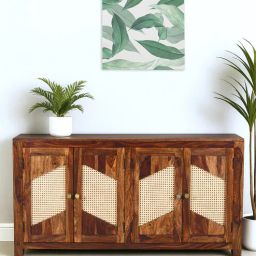 woodsworth from pepperfry Adelaide Sheesham Wood 4 Door Sideboard In Provincial Teak Finish-picture-17