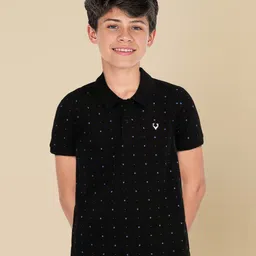 Allen Solly Junior Boys Geometric Printed Polo Collar Cotton T-shirt-image-99