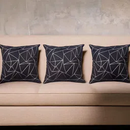 Decoghar Brown & Gold-Toned 3 Pieces Geometric Square Cushion Covers-picture-14