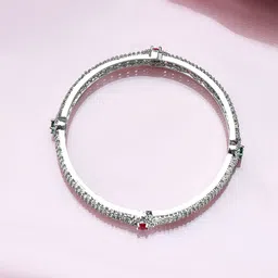 Rubans Set of 2 Rhodium-Plated Ruby Emerald and Cubic Zirconia Studded Premium Bangles image 3