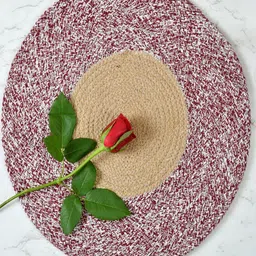 Homefab India Set Of 6 Maroon & Beige Printed Cotton Table Placemats-13