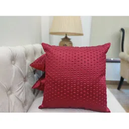 Good Vibes Maroon Set of 3 Square Cushion Covers image 1