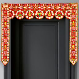 TORNORY Red Shubh Labh Embroidered Door Bandarwal-29