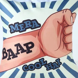fnp White & Blue Mera Baap Cool Hai Printed Square Pre Filled Cushions-image-19