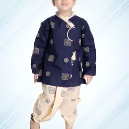 BAESD Blue Floral Printed Regular Pure Cotton Kurta with Dhoti Pants-45
