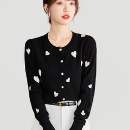 JC Collection Graphic Printed Round Neck Cardigan-32