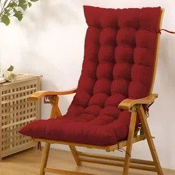 DADDY COOL Maroon Rectangle Cotton Filled Rocking Chair Cushion-picture-12