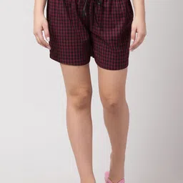 Hive91 Women Maroon Checked  Shorts-image-30