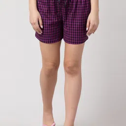 Hive91 Women Purple Checked Sports Shorts-image-48
