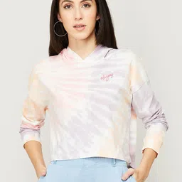 Ginger by Lifestyle Women Off White Printed Hooded Sweatshirt-image-32