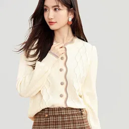 JC Collection Self Design Round Neck Cardigan-image-27