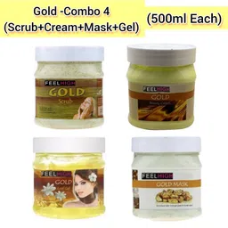 FEELHIGH Set Of 4 Gold Face Cream- Mask - Gel & Scrub 500ml Each-19