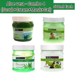 FEELHIGH Set Of 4 Aloevera Face Cream- Mask - Gel & Scrub 500ml Each-17