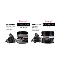 FEELHIGH Set Of 4 Charcoal Face Scrub - Mask - Gel & Peel Off Mask - 500ml Each-22