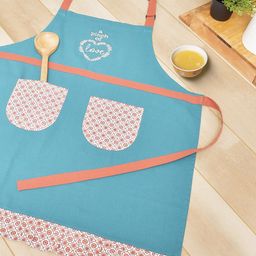 BLANC9 Turquoise Blue Printed Pure Cotton Apron-17