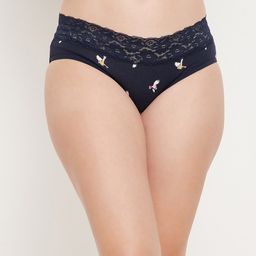 Clovia Women Navy Blue Printed Cotton Briefs-image-92