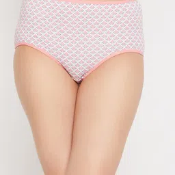 Clovia Women White & Pink Printed Cotton Anti Microbial High-Rise Hipster-picture-21
