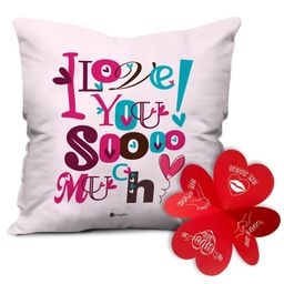 Indigifts Pink Printed Valentine Gifts Filled Cushion-23