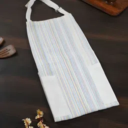 CDI White & Blue Printed Cotton Apron-55