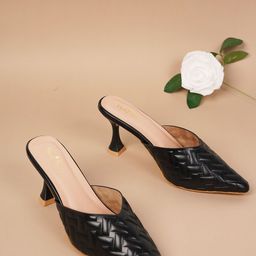 Bella Rosa Textured Pointed Toe Block Heels-20