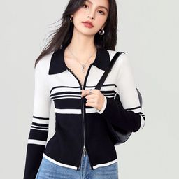 JC Collection Colourblocked Shirt Collar Cardigan-image-57