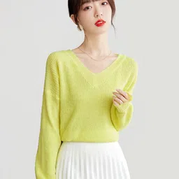 JC Collection Self Design Cable Knit V-Neck Pullover Sweater-image-78