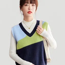 JC Collection Colourblocked V-Neck Sweater Vest-picture-22