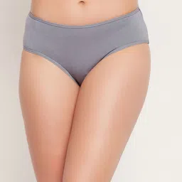 Clovia Women Grey Solid Cotton Hipster Briefs-image-77