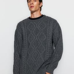 Trendyol Unisex Cable Knit Pullover-image-50