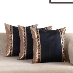 ANS Black & Copper-Toned Set of 3 Square Cushion Covers-picture-34
