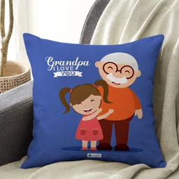 Indigifts Blue & Red Grandpa I Love You Printed Pre-Filled Cushion-image-62