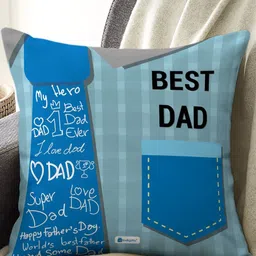 Indigifts Blue & Green Best Dad Printed Pre-Filled Cushion-image-79
