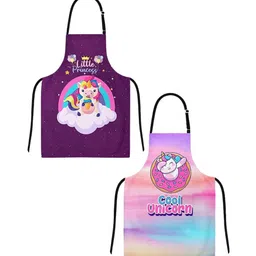 THEYAYACAFE Kids Purple & Blue Printed Cotton Apron-image-36