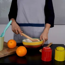 TARAN LIVING Grey Embroidery Utensils Printed Cotton Apron-image-18