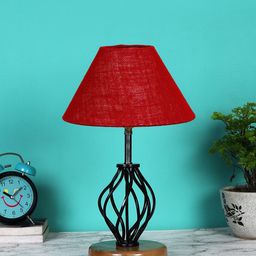 Devansh Maroon & Black Solid Table Lamps-4