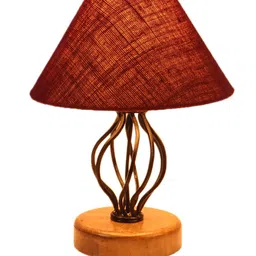 Devansh Maroon Jute Table Lamp with Wood & Iron Base image 4
